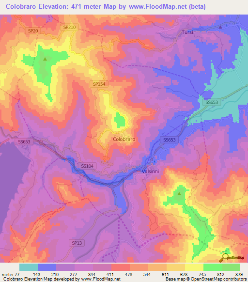 Colobraro,Italy Elevation Map