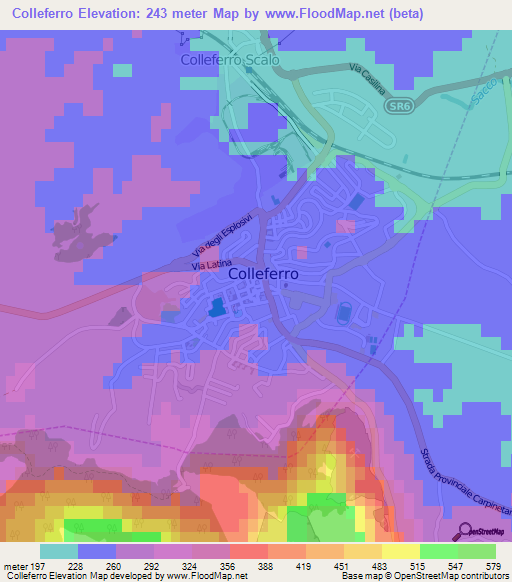 Colleferro,Italy Elevation Map