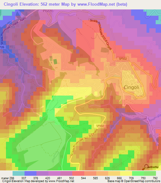 Cingoli,Italy Elevation Map