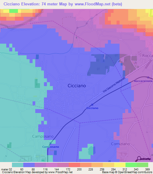 Cicciano,Italy Elevation Map