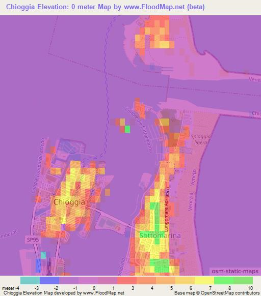 Chioggia,Italy Elevation Map