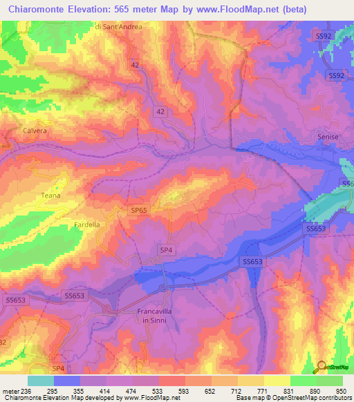 Chiaromonte,Italy Elevation Map