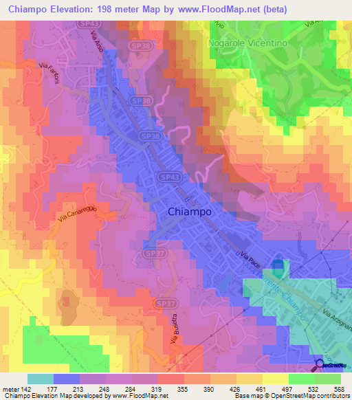 Chiampo,Italy Elevation Map