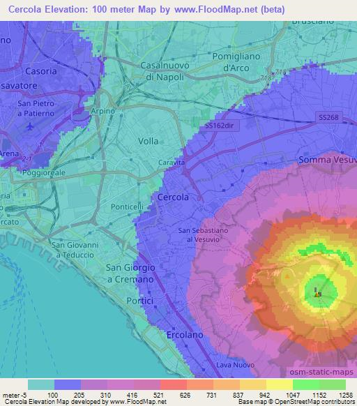 Cercola,Italy Elevation Map