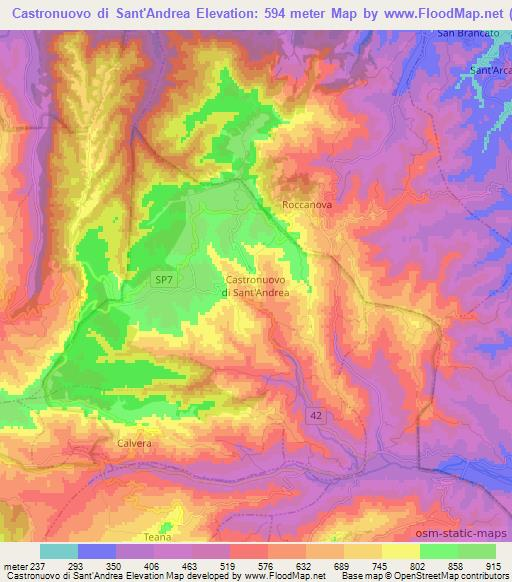 Castronuovo di Sant'Andrea,Italy Elevation Map