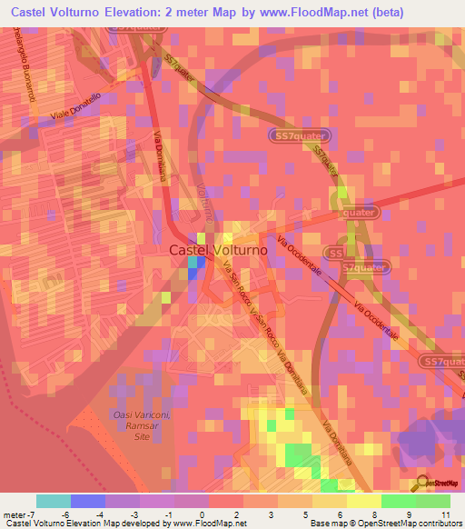 Castel Volturno,Italy Elevation Map