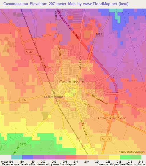 Casamassima,Italy Elevation Map