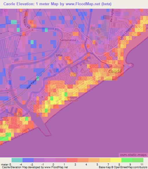 Caorle,Italy Elevation Map