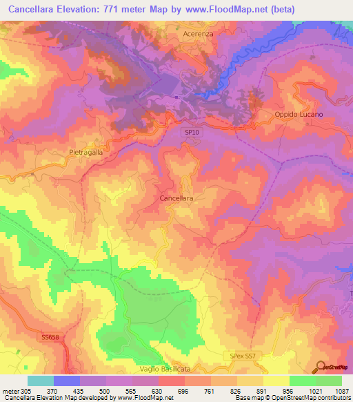 Cancellara,Italy Elevation Map