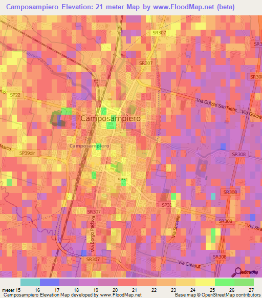 Camposampiero,Italy Elevation Map