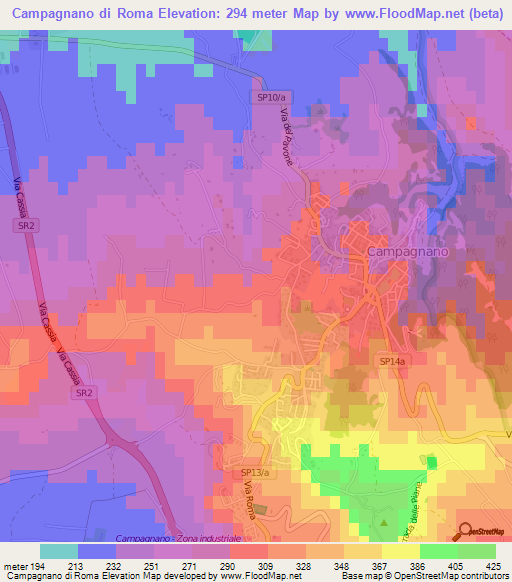 Campagnano di Roma,Italy Elevation Map