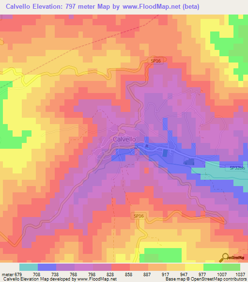 Calvello,Italy Elevation Map