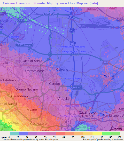 Caivano,Italy Elevation Map