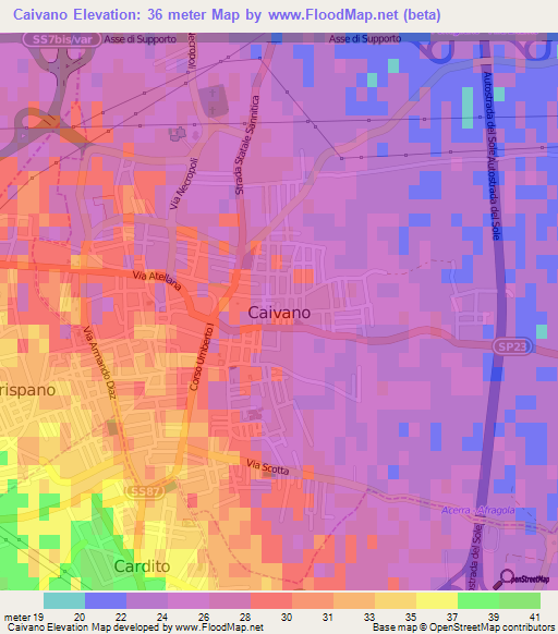 Caivano,Italy Elevation Map