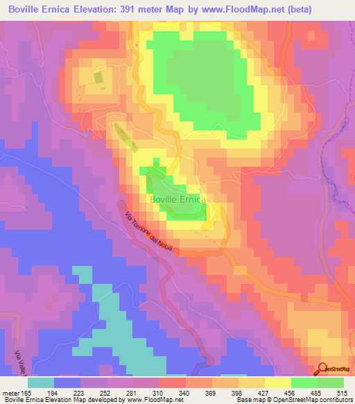 Boville Ernica,Italy Elevation Map