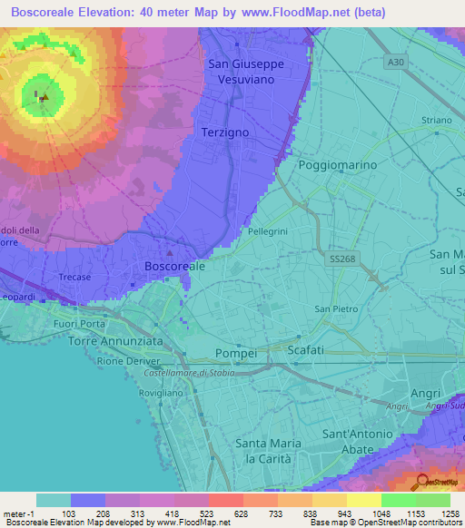 Boscoreale,Italy Elevation Map