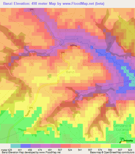 Banzi,Italy Elevation Map