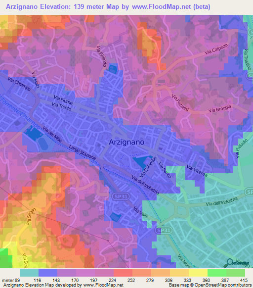 Arzignano,Italy Elevation Map