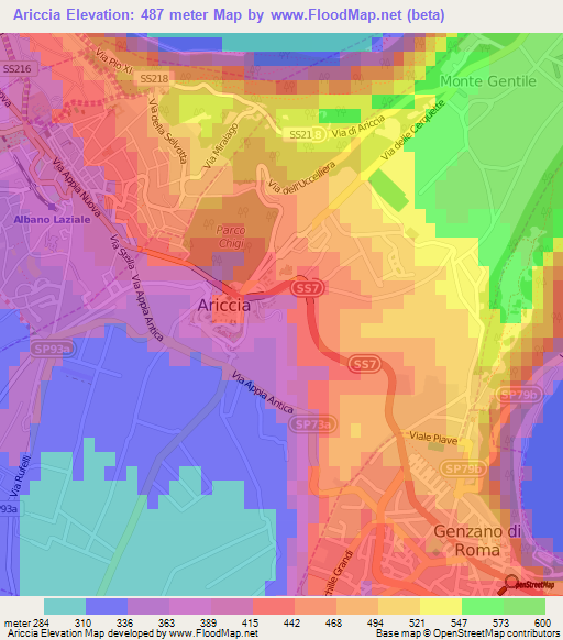 Ariccia,Italy Elevation Map