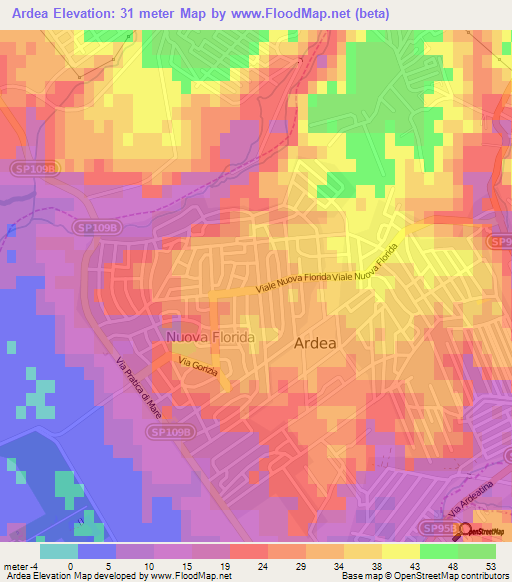 Ardea,Italy Elevation Map