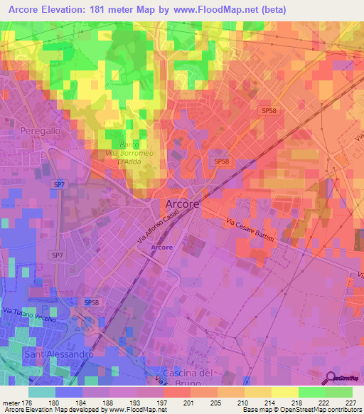 Arcore,Italy Elevation Map