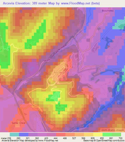 Arcevia,Italy Elevation Map