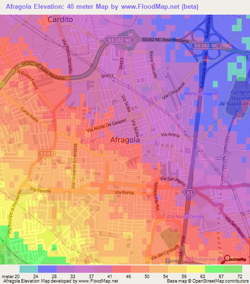 Afragola,Italy Elevation Map