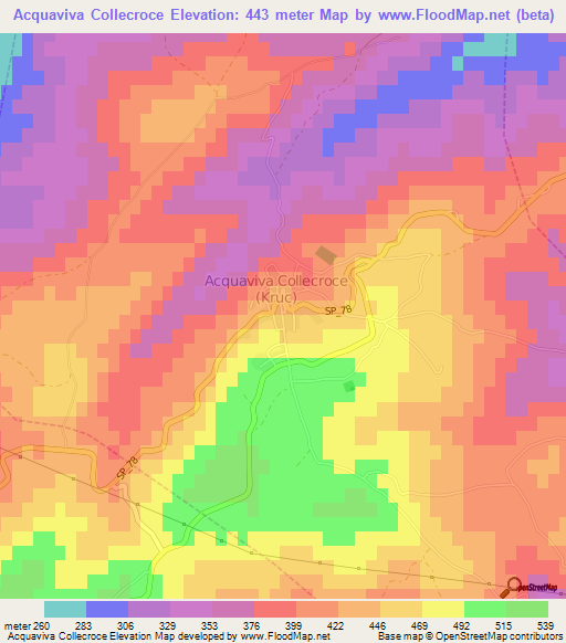 Acquaviva Collecroce,Italy Elevation Map