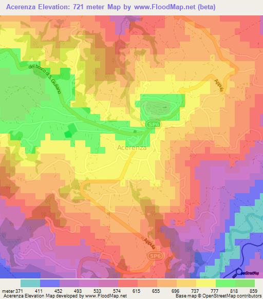 Acerenza,Italy Elevation Map