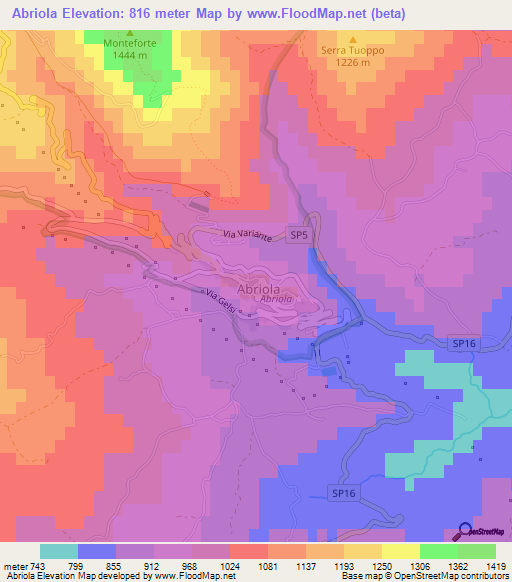 Abriola,Italy Elevation Map