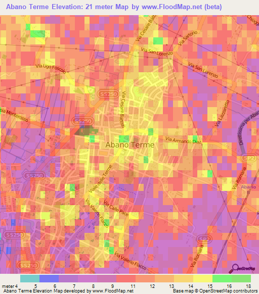 Abano Terme,Italy Elevation Map