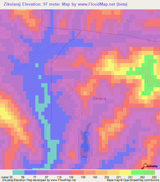 Zikularaj,Albania Elevation Map