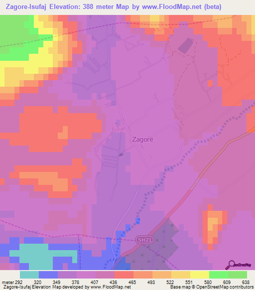 Zagore-Isufaj,Albania Elevation Map