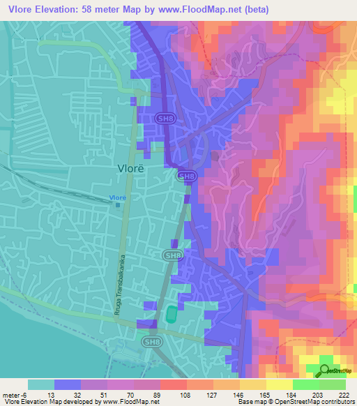 Vlore,Albania Elevation Map