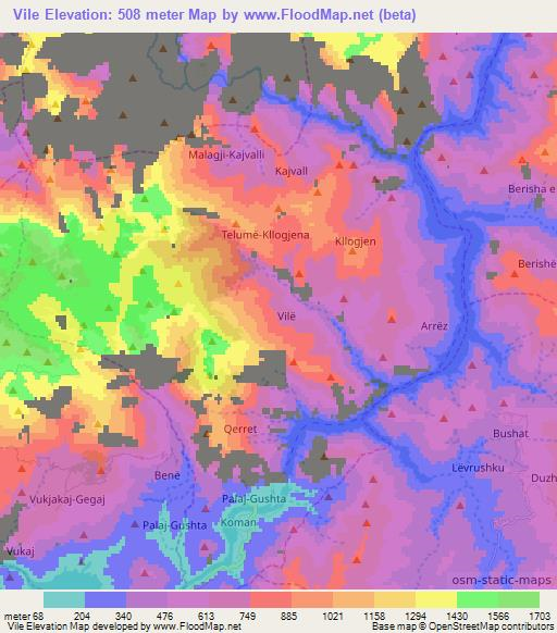 Vile,Albania Elevation Map