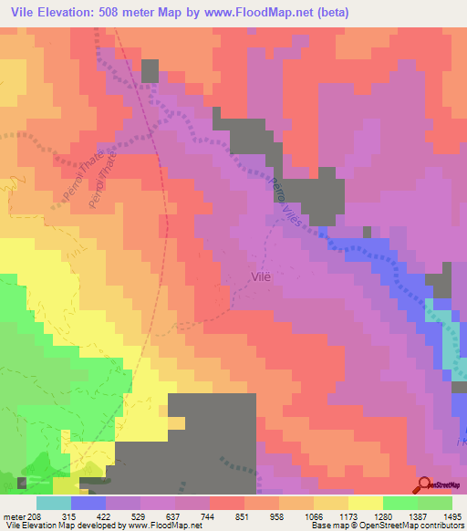 Vile,Albania Elevation Map