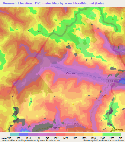 Vermosh,Albania Elevation Map