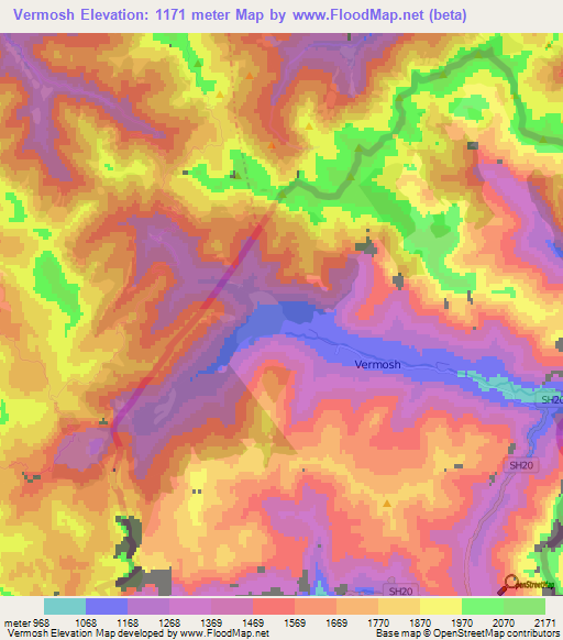 Vermosh,Albania Elevation Map