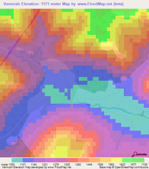 Vermosh,Albania Elevation Map