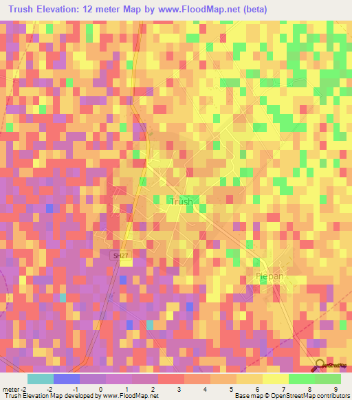 Trush,Albania Elevation Map