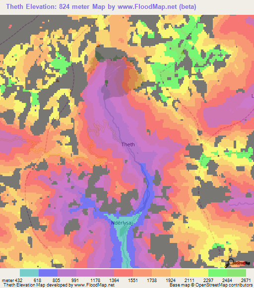 Theth,Albania Elevation Map