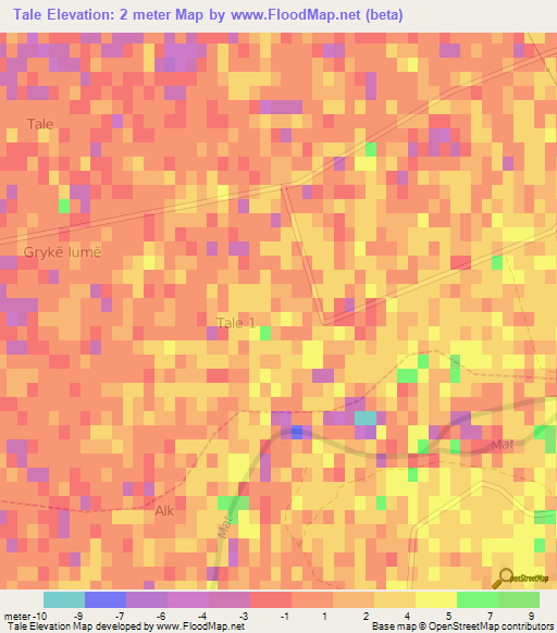 Tale,Albania Elevation Map