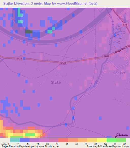 Stajke,Albania Elevation Map