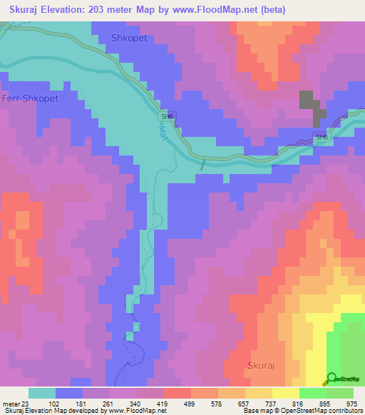 Skuraj,Albania Elevation Map