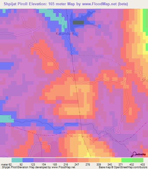 Shpijat Piroll,Albania Elevation Map