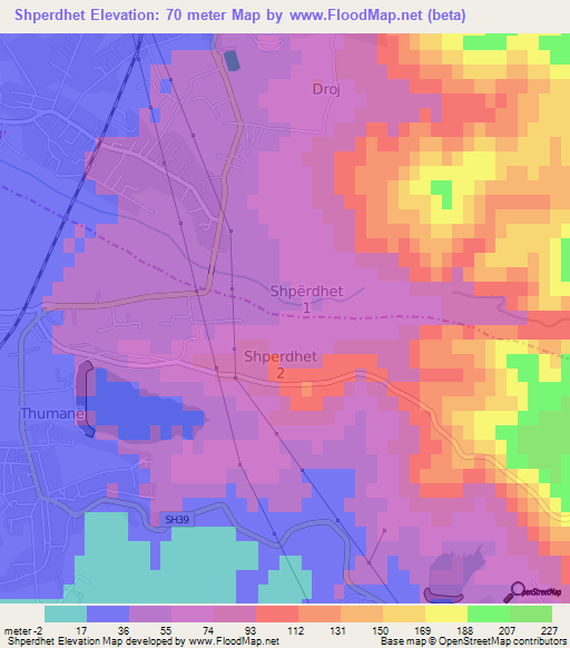 Shperdhet,Albania Elevation Map