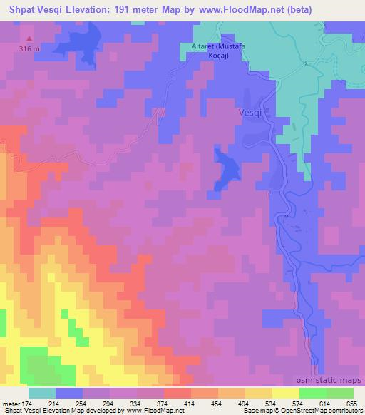 Shpat-Vesqi,Albania Elevation Map