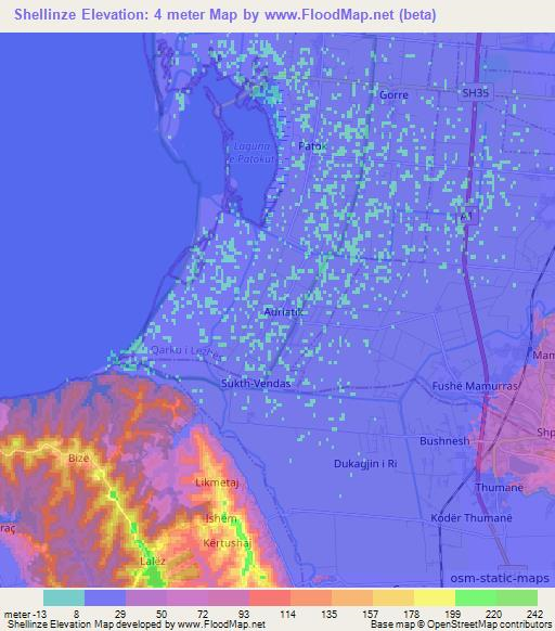 Shellinze,Albania Elevation Map