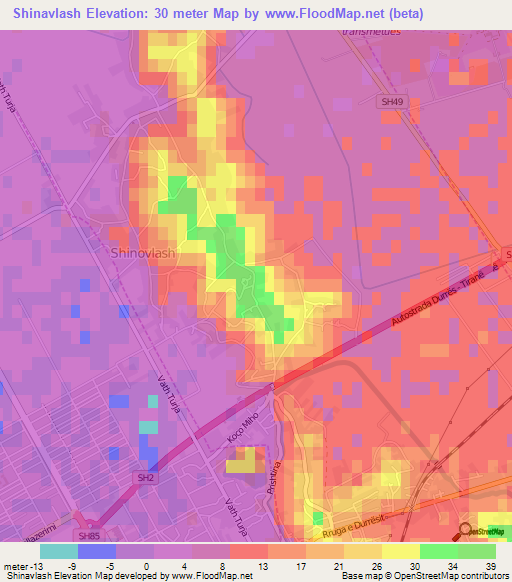 Shinavlash,Albania Elevation Map