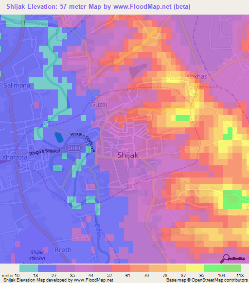 Shijak,Albania Elevation Map